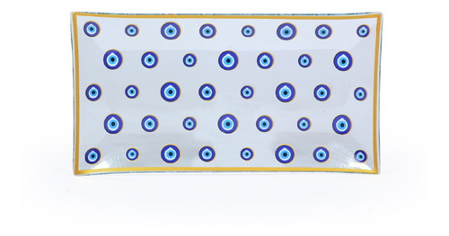 Travessa De Vidro Petisqueira Retangular Olho Grego