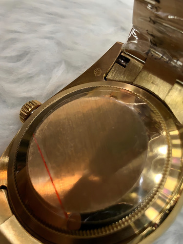 Relógio Rolex Daydate 36mm Verde Safira Perfeito Cx Simples Correia Dourado Bisel Dourado