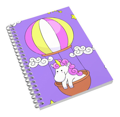 Unicornio Globo Kawaii Libreta De Dibujo Pasta Dura
