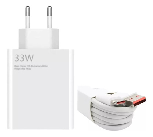 Carregador Xiaomi 33w Turbo Qc 4.0 Poco F1 X3 9s 10 Cor Branco