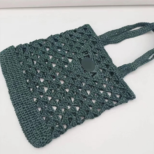 Bolso De Mano Trenzado De Paja Tejida, Papel Camello, Cuerda