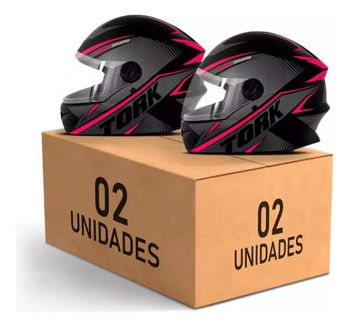 Kit 2 Capacete Fechado Viseira Cristal Escamoteavel Unissex