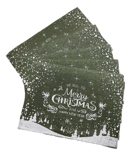 Set 6 Individuales De Mesa Rectangular Diseños Navidad