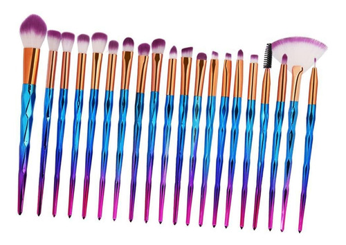 20x Unicorn Eye Brush Set Kit De Pliegue De Diamante Morado