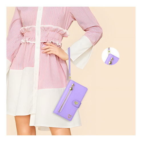 Jing Funda De Piel Tipo Cartera Con Cremallera Para Samsung