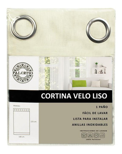 Pack Cortina Confeccionada Velo Liso Marfil Marca Palermo