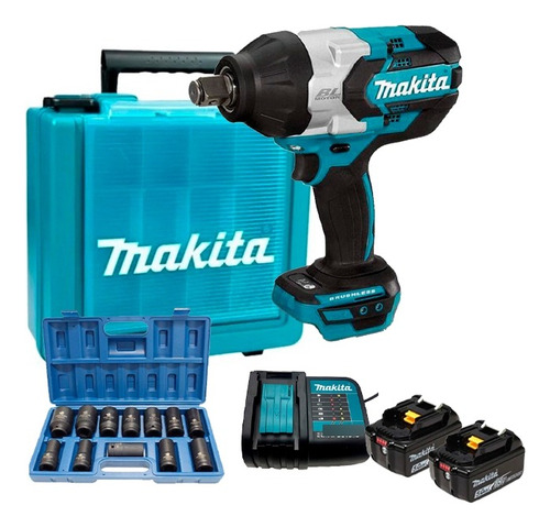 Chave De Impacto 3/4 18v Dtw1001 Makita 2 Bat 5a + Jg Soq