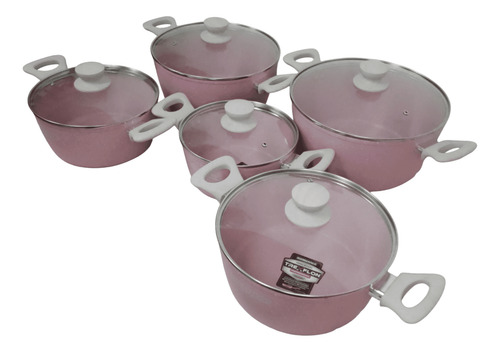 Set Bateria Juego Romania Roca Volcanica 5pc 12x Roc-5510 Rosa