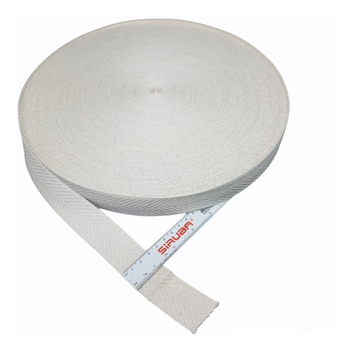 Imagen 2 de 2 de Cinta Asargada Mochilera Algodón Crudo De 30mm X 50 Mts