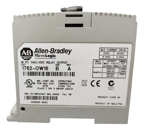 Allen Bradley 1762-ow16 Modulo De Salida Micrologix (Usado)