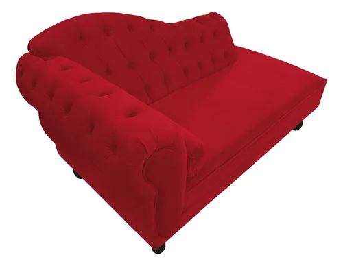 Sofá Divã Recamier Diana, 160 cm, ante derecho, muebles Am, color rojo