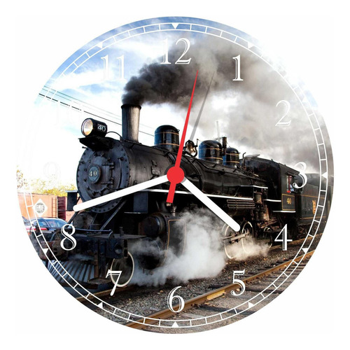 Relógio De Parede Trem Locomotiva Grande Gg 50 Cm