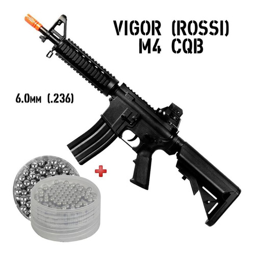 Rifle Metralhadora M4 Cqb Airsoft Spring Vigor + Esferas 6mm