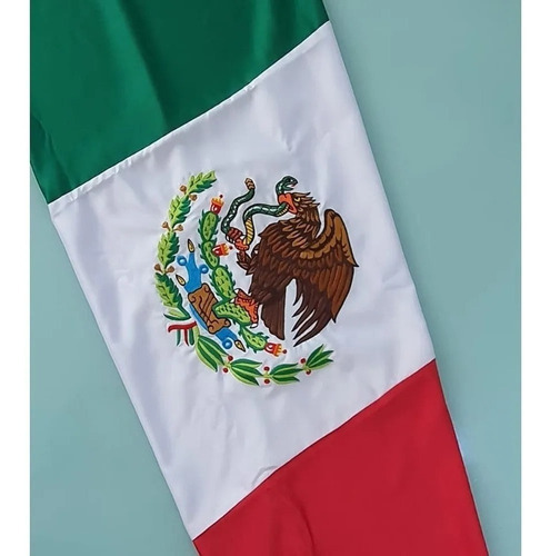 Bandera De Mexico Bordada En Hilos De Colores De 60x1.05