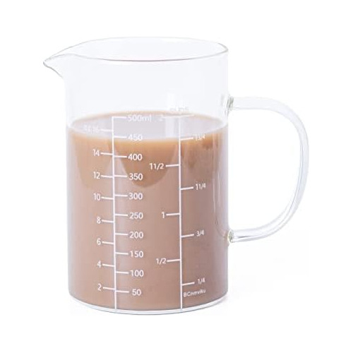 Taza Medidora De Vidrio De 500 Ml (2 Tazas) Asa, Vidrio...