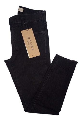 Jean Original Ossira Mujer Negro Lavado C/rotura En Bota.915