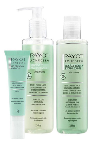 Kit Skincare Pele Oleosa Payot Sabonete Tônico Gel Secativo