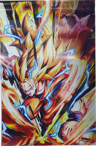 Lona Poster Decorativo Dragon Ball Goku Super Saiyan Kid Buu