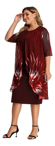 Vestido Elegantes Dama Plus Size Fiesta Flores Estampado