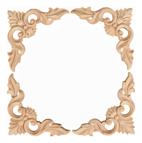 Apliques De Madera Decorativos 10x10cm - 4 Unidades
