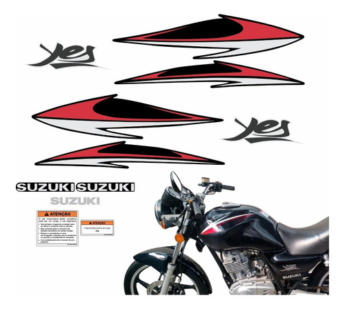 Kit Completo Adesivos Suzuki Yes 125 2008 Preta 10202