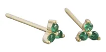 Comprar Aros Mini Triángulos Esmeralda Verde Aretes  Plata Baño Oro