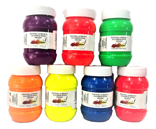 Pintura Acrílica Fluorescente De 100ml (12 Botes)