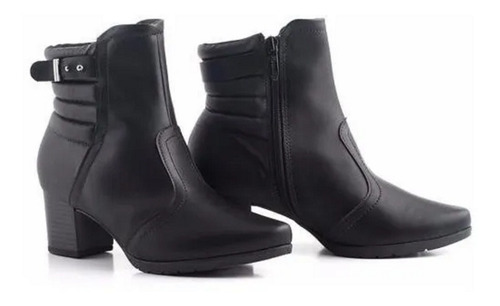 Bota Piccadilly Negra Con Taco Y Acolchado Atrás Art.331010