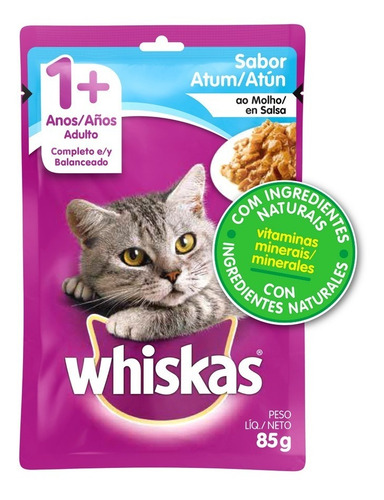 Comida Para Gatos Whiskas Sobres Adulto Atún X85gr (pcx20un)