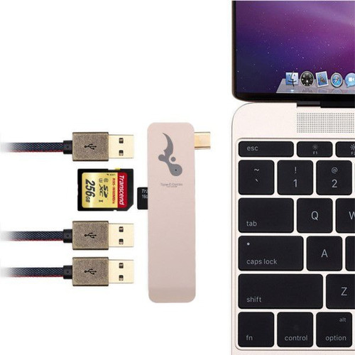 Leitor E Conector De Cartão Hub Usb 3.0 Para Usb-c 5 Em 1