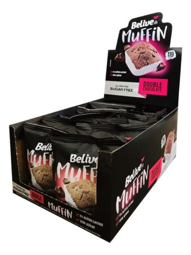 Belive Muffin Zero Açúcar Double Chocolate 40g C/ 10 Un