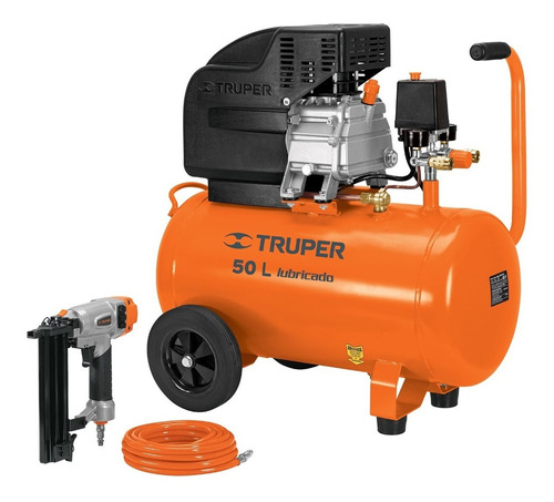 Compresor de aire eléctrico Truper COMP-KIT50C monofásico 50L 2.5hp 127V 60Hz naranja