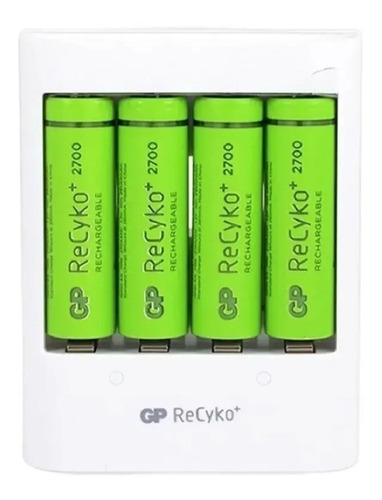 Cargador Pilas Gp + 4 Aa Recargables 2700mah