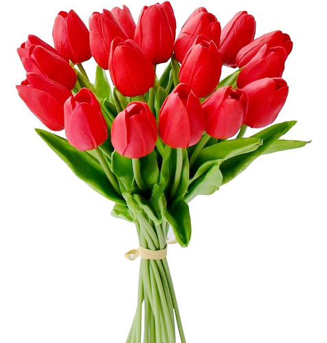 Flores Artificiales 20 Tulipanes Hogar Fiesta Deco -red 1