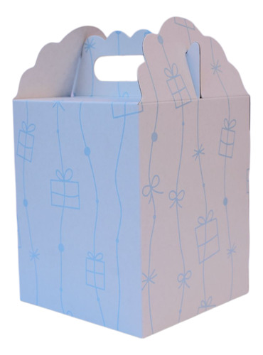 Cajita Cubo/tiendita Pastel-candy Bar-regalitos-9*9*11-x 10 Celeste Regalitos