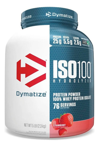 Iso 100 Whey Protein Isolado Hydro 5l (2,3 Kg) - Dymatize Sabor Morango