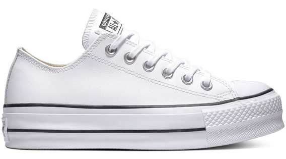 converse blanco en leder