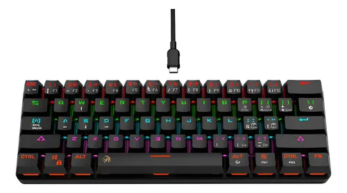 Teclado Gamer Mecánico Netmak 60% Rgb Switch Azul Usb-c Ñ