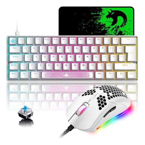 Combo De Teclado Mecánico Y Mouse Rgb Para Juegos Con Diseño