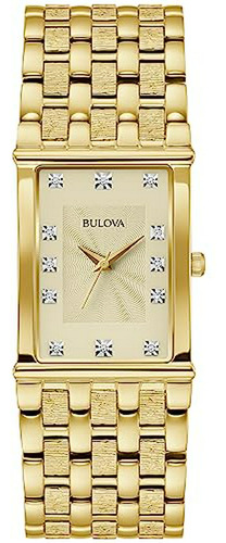 Bulova Hombres 97f52 Diamante Acentuado Oro-tono Reloj De Ac