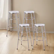 Comprar Juego De 4 Butacas De Bar Barra Desayunador Taburete Acabado De La Estructura Cromado Color Plateado