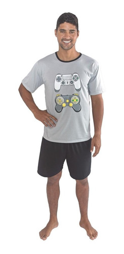 Combo Pai E Filho Pijama Verão Camiseta + Short Players Game