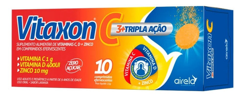 Vitaxon Tripla Ação Vitamina C+d+zinco 10 Comp Efervesc Full