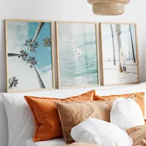 Comprar Set X3 Cuadros Completos 33x43 Cm. Playa Combi Mar Olas Surf