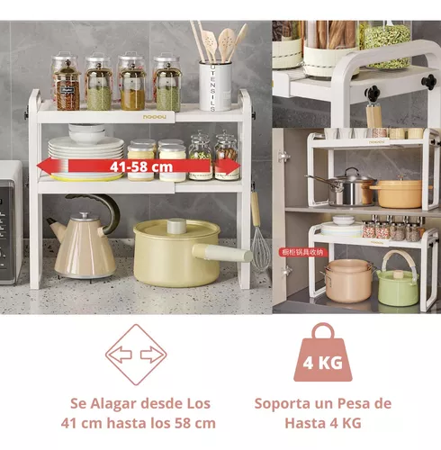 Estante organizador de dos niveles para cocina