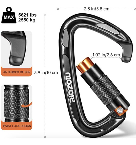 Mosquetones De 5 Piezas De 25 Kn Para Cuerdas De Aparejo.