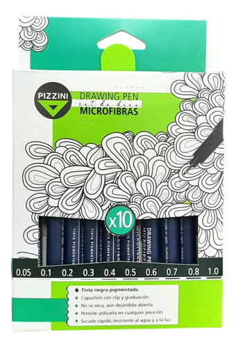 Microfibras Graduadas Pizzini Tipo Estilógrafo Pack X 10