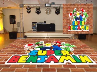 Pista De Dança Super Mario Festa Infantil Nome 2,5mx2,5m
