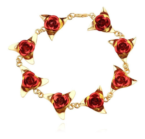 Elegante Pulsera Inoxidable Mujer Regalo 8 Rosas Rojas Novia