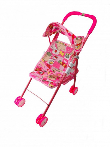 Cochecito Coche De Paseo Muñecas Bebe Ruedas Plegable Techo